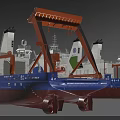 Large Blue White Red Cargo Ships With Deck Cranes And Modern Hull Design