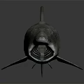 Realistic Shark 3D Model With Open Mouth And Sharp Teeth Against Dark Background 3d model