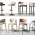 Modern Stylish Bar Stools With Curved Backrest And Neutral Color Tones