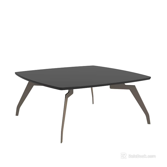 Modern Coffee Table With Sleek Black Tabletop And Angular Metal Legs Design 3d model
