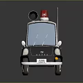 Cartoon Style Police Car Model With Siren Light Megaphone Gray White Body