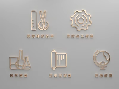 Classroom Themed Wall Hangings for Paper Cutting Sports Metalworking Science History Geography 3d model