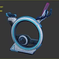 Modern Futuristic Exercise Bike with LED Light Ring and Ergonomic Design