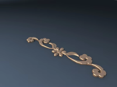 Golden Metal Carving With Floral Vine Patterns For Decorative Ornament 3d model