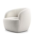 Beige Plush Single Sofa Featuring Rounded Shape and Armrests Modern Design