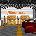 Modern Automotive 4S Shop Interior With Maintenance Area Lifting Equipment And Tool Racks