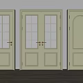 Light Colored Hinged Doors With Glass Panels And Classic Design Styles 3d model