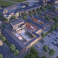 Aerial View Of Industrial Workshop Complex With Greenery Parking Area And Road Network
