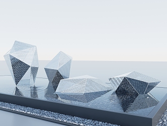 Modern Urban Sculpture Waterscape Geometric Sculpture 3d model