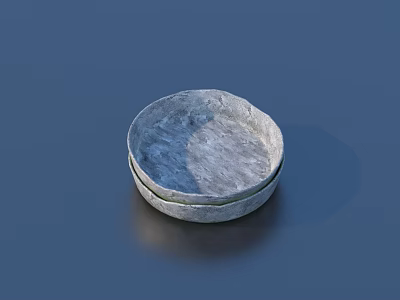 Gray Textured Metal Round Container With Stacked Lid And Smooth Surface 3d model