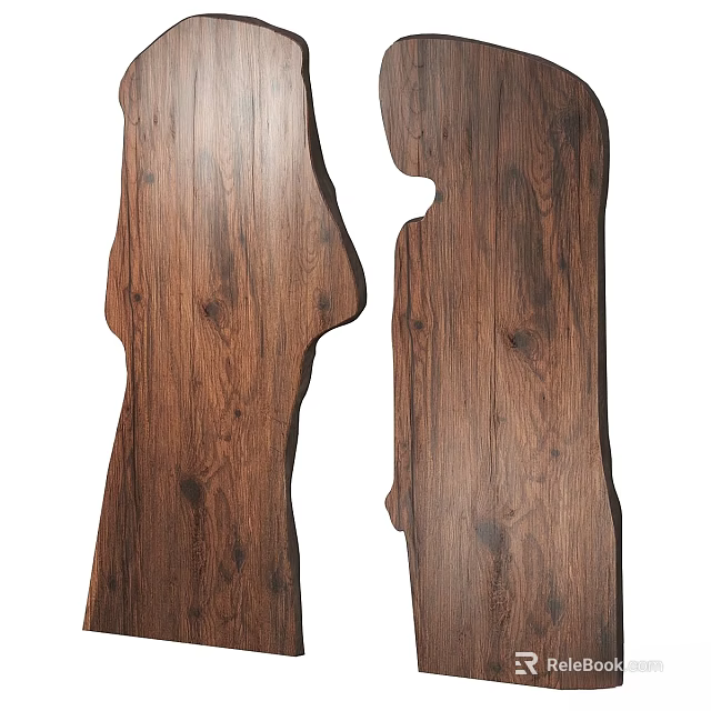 Natural Wooden Wall Decor With Irregular Shape And Dark Brown Wood Grain 3d model 