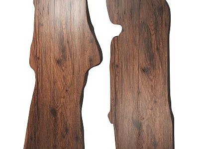 Natural Wooden Wall Decor With Irregular Shape And Dark Brown Wood Grain 3d model