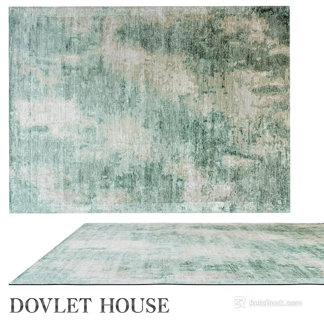 Modern Square Carpet With Green And White Abstract Textured Pattern Design 3d model 