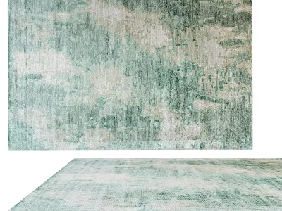 Modern Square Carpet With Green And White Abstract Textured Pattern Design 3d model
