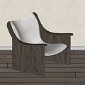 Modern Leisure Accent Chair With Dark Wood Frame And White Upholstered Seat
