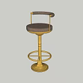 Elegant Bar Stool With Upholstered Seat Golden Metal Frame Curved Armrest And Footrest