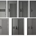 Gray Security Doors With Various Designs Single And Double Panel Metal Accents And Locks