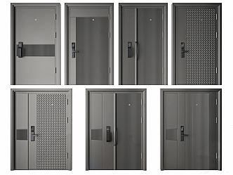 Modern security door single door 3d model