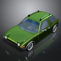 Green Vintage Car With Roof Rack And Shiny Exterior On Black Background