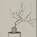Elegant Minimalist Ceramic Vase With White Flower Curved Branches On Tabletop