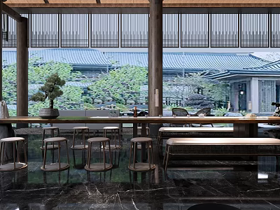 New Chinese Teahouse Tea Table 3d model