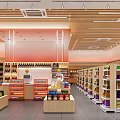 Bright Modern Supermarket Department Store With Shelves Displaying Food Items And Daily Necessities