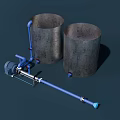 Industrial Equipment With Metal Cylindrical Tanks Blue Pipes And Pump