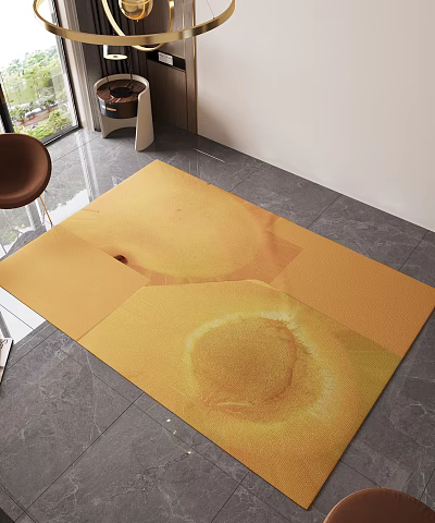 Square Rug Featuring Apricot Motif In Modern Indoor Living Area 3d model