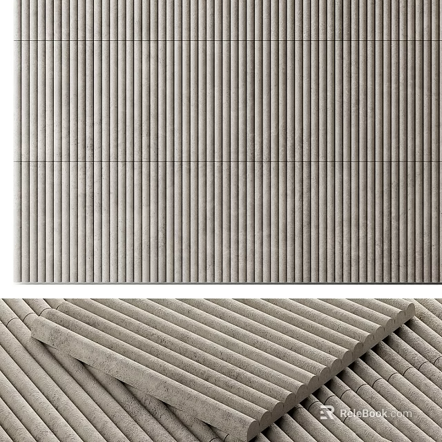 Gray Striped Components Forming Stacked Modern Wall Panel Design And Arrangement 3d model 