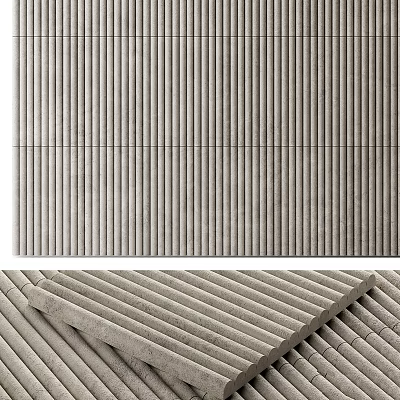 Gray Striped Components Forming Stacked Modern Wall Panel Design And Arrangement 3d model