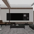 Modern Living Room Interior Design With TV Wall Fireplace White And Dark Cabinets