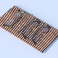 Rectangular Wooden Tray With Four Metal Frame Circular Coasters For Household Use 3d model