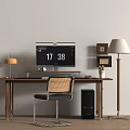 Modern Middle Ancient Style Desk and Chair Combination Floor Lamp Leisure Chair Computer Carpet 3d model