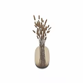 Elegant Decorative Ornament Set With Lagurus Bouquet In Glass Vases Corner View