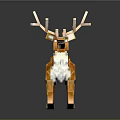 Pixel Art 3D Game Character Reindeer With Orange White Fur And Antlers