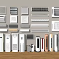 Various Air Conditioner Fan Designs Including Wall Mounted Standing And Cabinet Types
