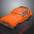 Orange Vintage Car With Roof Rack And Side Stripes Classic Design
