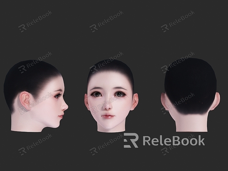 Female female head head eyes facial features PBR material model