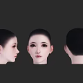 Detailed 3D Model of Woman's Head with Front Side and Back Views