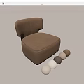 Modern Style Single Sofa With Brown Upholstery And Multiple Color Options 3d model