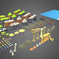 Component Props Scene Props Small Component Cartoon Component Boat Tree Stone Relic Flower and Grass Component Stone Pillar 3d model