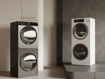 Black and White Modern Washing Machines With Sleek Design For Home Interior 3d model