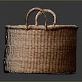 Durable Handwoven Round Storage Basket With Two Handles For Home Organizing