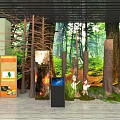 Interactive Forest Education Exhibition With Tree Trunks Displays And Children Learning About Nature 3d model