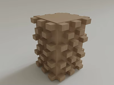 Modern Wooden Side Table With Geometric Cube Stacked Design And Minimalist Look 3d model