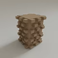 Modern Wooden Side Table With Geometric Cube Stacked Design And Minimalist Look