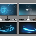 Projection Monitoring System Setup With Advanced Projectors And Surveillance Screens