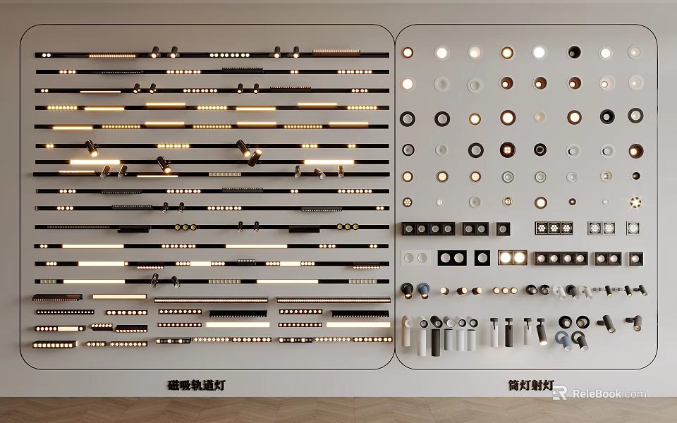 Various Modern Downlights And Spotlights With Different Designs And Sizes 3d model 