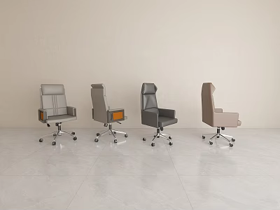 Modern Office Interior With Four Multicolored Rolling Office Chairs Featuring Armrests Light Walls And Floors 3d model