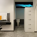 Modern Beauty Salon Interior With Black Leather Sofa Marble Floor And Barber Chairs